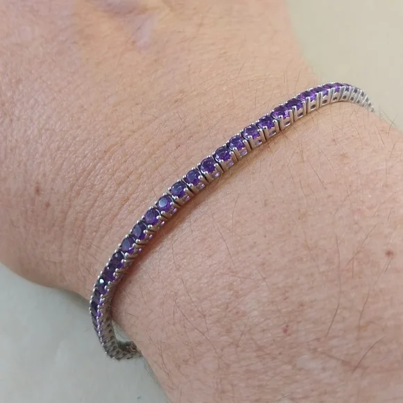 Sterling Silver Amethyst  Bracelet - Picture 9 of 16